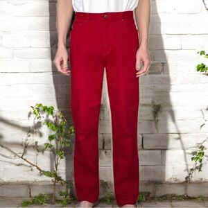 Lauren Jeans Co. Vintage 90s High Rise Straight Leg Rigid Denim Jeans Vivid Red